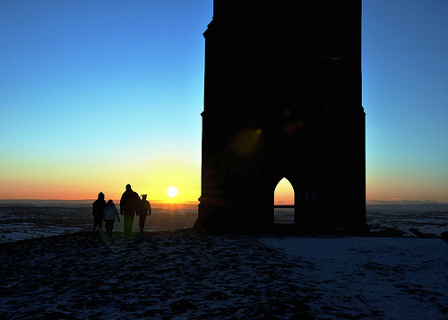 Sunset over snow