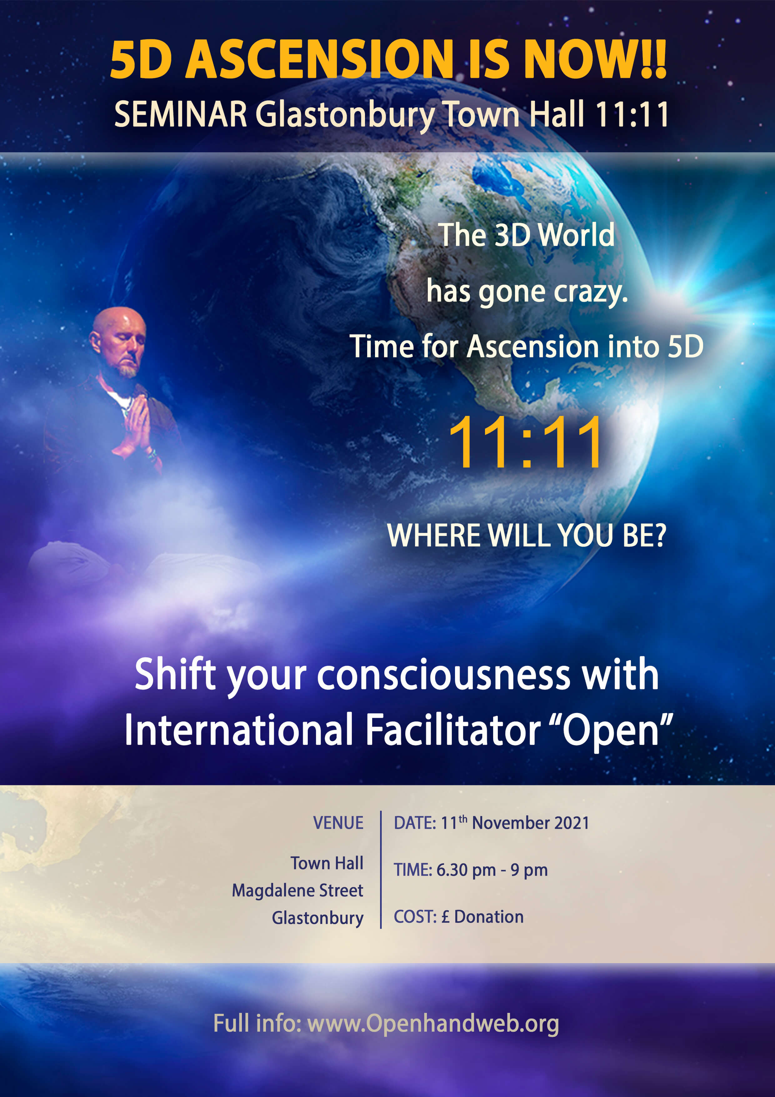 5D Ascension Seminar Poster with Openhand