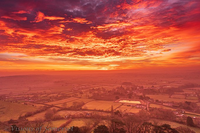 Glastonbury Tor at dawn, 22 December 2021