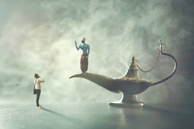 Spiritual Genie and the Lamp with Openhand