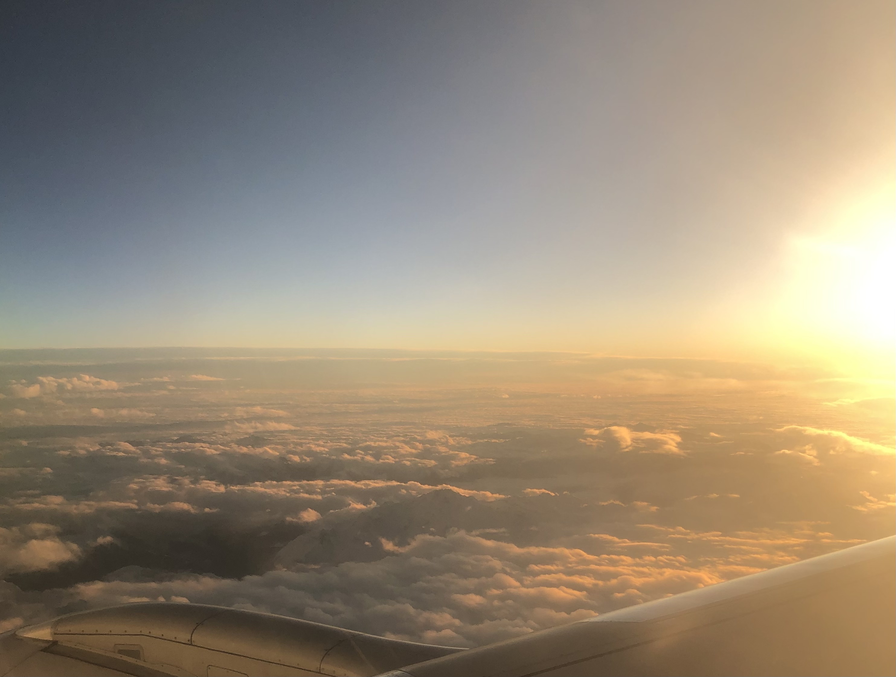Flight above clouds